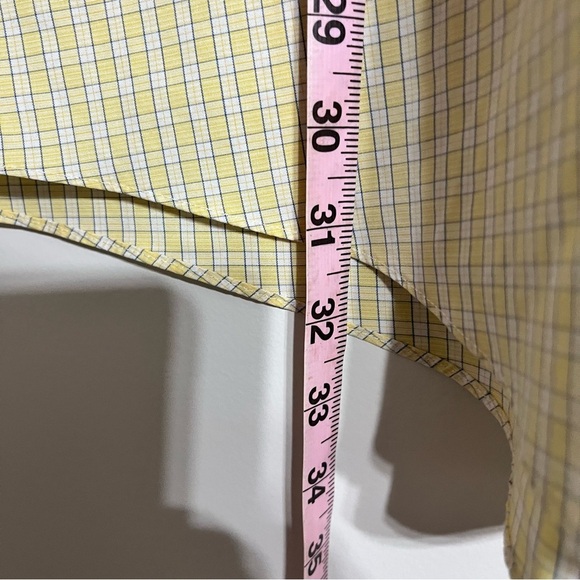 Brooks Brothers Yellow White Grid Plaid Shirt Mens 16.5 Button Up Long Sleeve - Picture 6 of 6